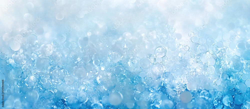 Aufkleber Blue bubble bokeh abstract background creating a serene and dreamy atmosphere with light and soft focus elements.