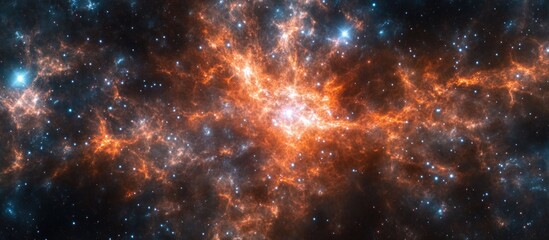 Close up view of a contracting universe with vibrant cosmic colors and empty space for adding text or design elements