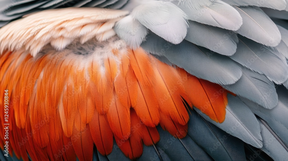 Poster close up of a pelican's colorful feathers revealing intricate textures in wildlife showcasing vibran