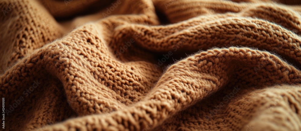 Poster textured brown blanket draped in soft waves creating a warm and inviting background for various desi