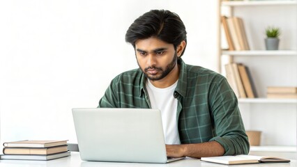 Indian Student Attending Webinar &ndash; A student participating in an online webinar on academic topics.
