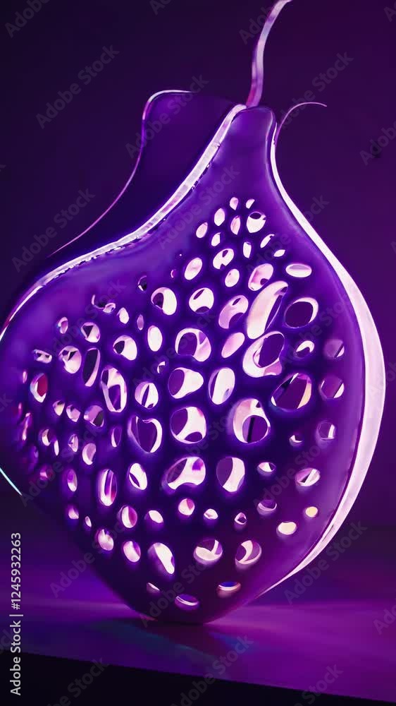 Poster An intricate organic structure with smooth, porous surfaces and soft glowing light passing through its openings.
