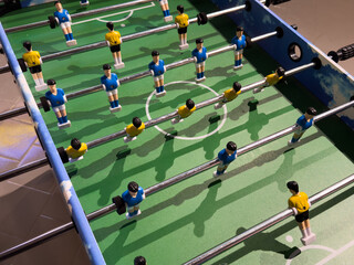 foosball game close up table soccer