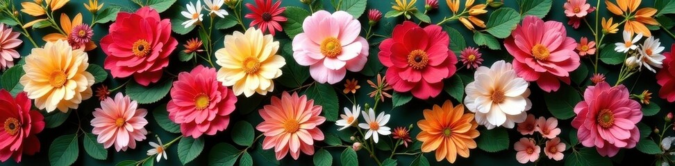 Obraz premium Vintage-inspired artificial flower wall, lush blooms , rose, decoration, texture