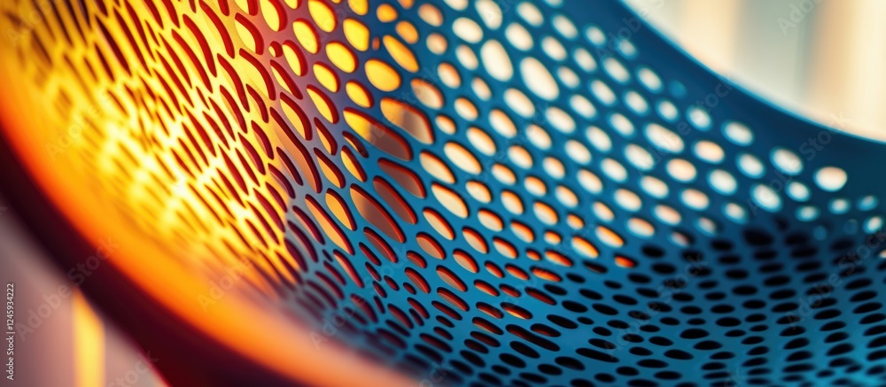 Poster colorful abstract texture of a modern plastic chair showcasing intricate patterns and light reflecti