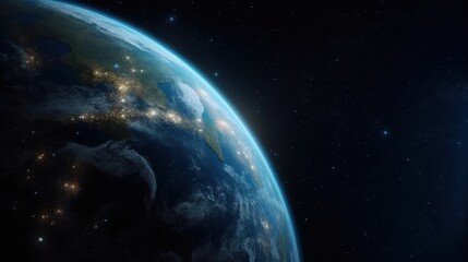 Obraz premium Earth from Space View with Stars and Galaxies at Sunrise