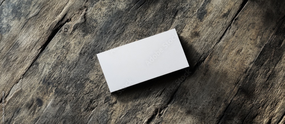 Aufkleber blank business card mockup on rustic wooden background for personalized design and branding presenta
