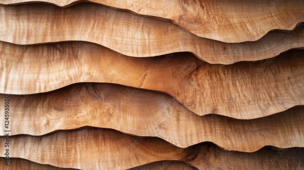 Poster detailed close-up of textured stacked raw maple wood highlighting unique grain patterns with blank s