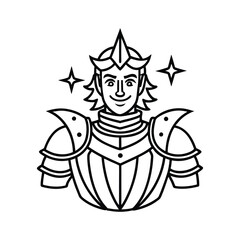 Majestic Line Art Illustration of a Royal Warrior