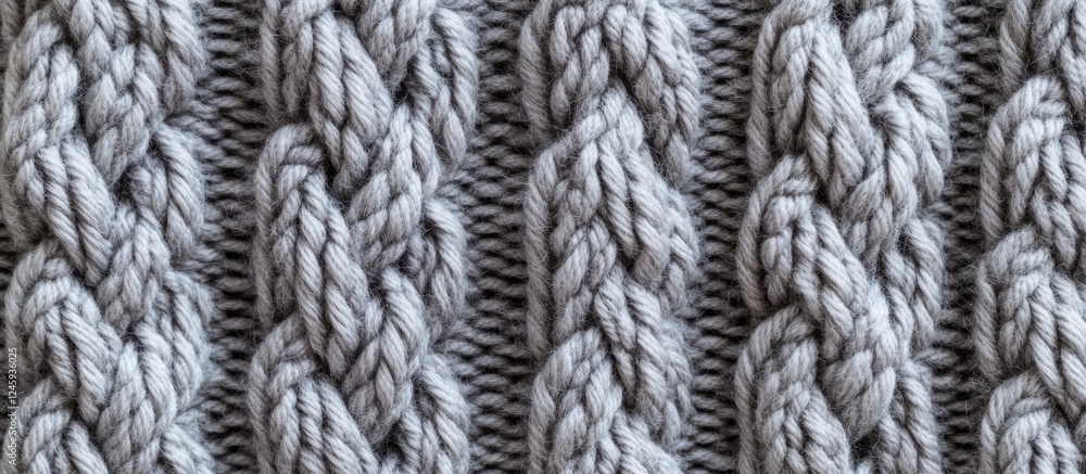Poster gray knitted textile background with intricate pattern macro detail suitable for design projects and