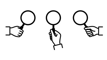 ルーペを持つ手のアイコンセット_Clip art of hand holding magnifying glass