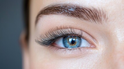 Obraz premium Close-up of a woman's eye with long lashes (1)