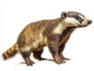 Fototapeta premium Taxidermy badger in defensive posture studio setting high-resolution image isolated background artistic perspective