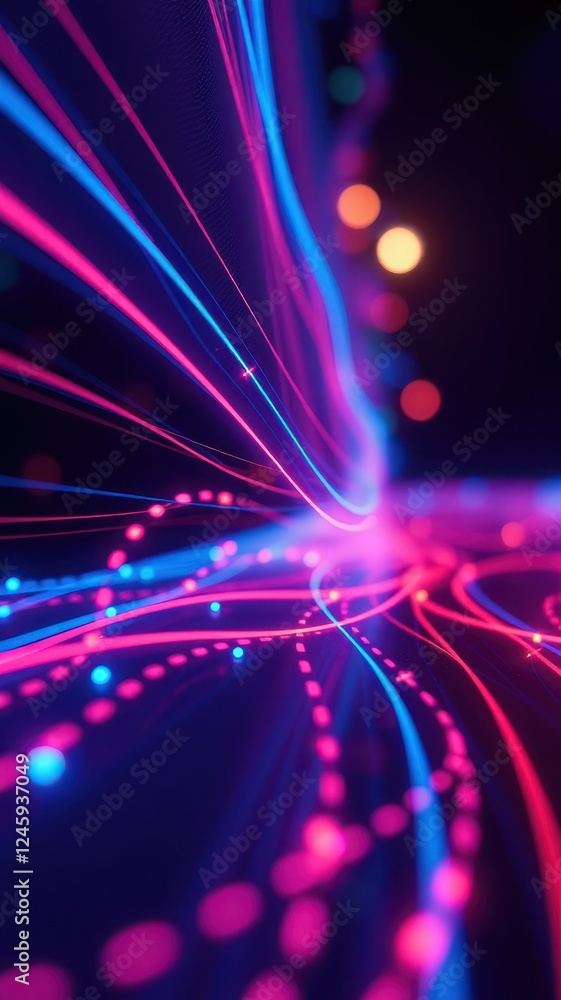 Wall mural colorful light trails create an abstract visual experience in a dark setting at nighttime