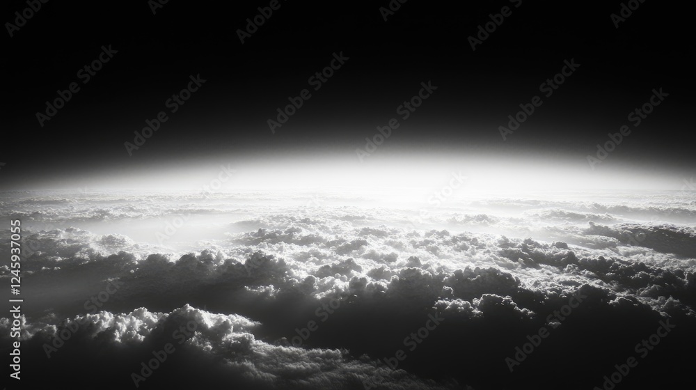 Poster dramatic close up of dark clouds in shades of grey and black with a vast empty space for text or gra