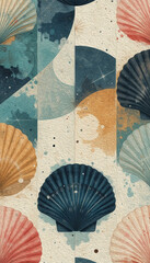 Seashell. Abstract shape. Summer pattern . Oil painting