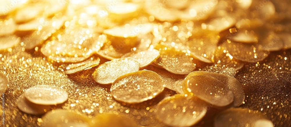 Poster chips with a shimmering gold background showcasing intricate textures and patterns for luxury-themed