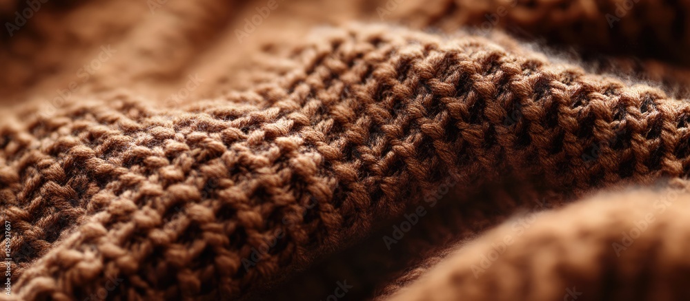 Poster warm brown knitted fabric texture for design backgrounds showcasing intricate patterns and softness 
