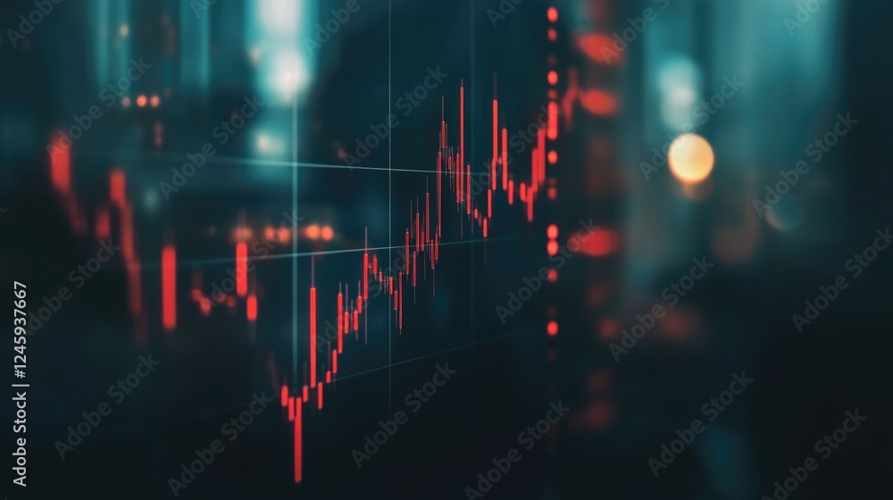 Poster close up of stock market chart reflecting trends and challenges with blank space for text analysis o
