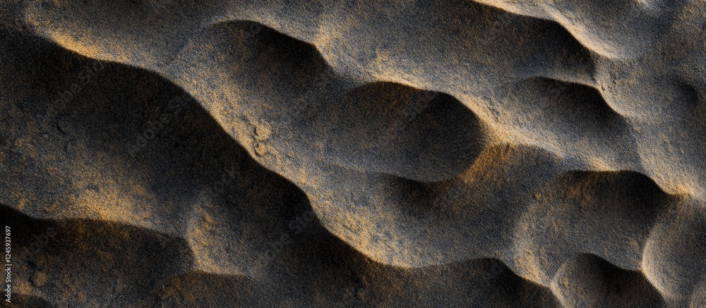 Aufkleber detailed close-up of textured sand showing intricate cracks and patterns illuminated by soft natural