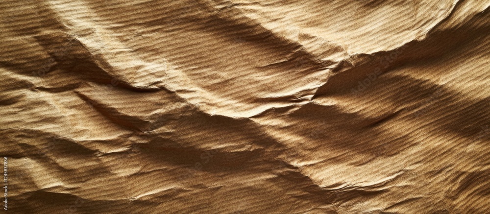 Poster textured close-up of crumpled brown cardboard box surface ideal for packaging or background use in c