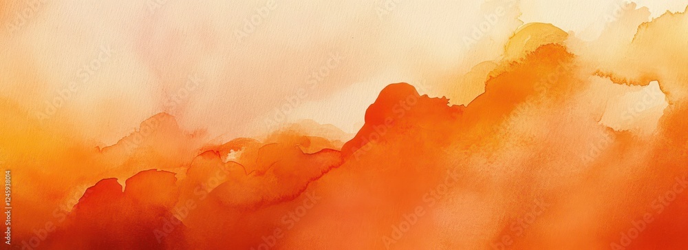 Poster orange watercolor abstract background texture with fluid shapes and warm light for fall and autumn d