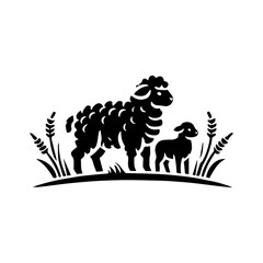 black and white sheep logo design