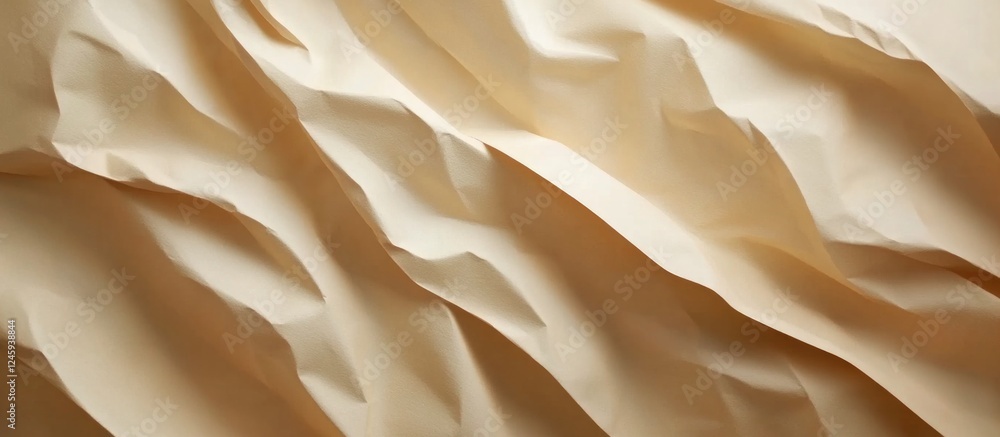 Aufkleber Crinkled beige paper texture with wavy patterns for backgrounds and design projects