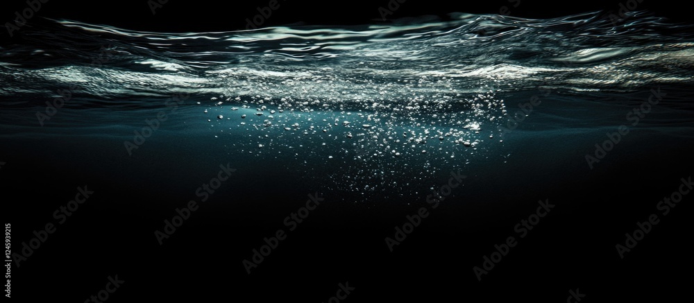 Aufkleber bubbles rising underwater against a dark background illustrating motion and tranquility in aquatic e