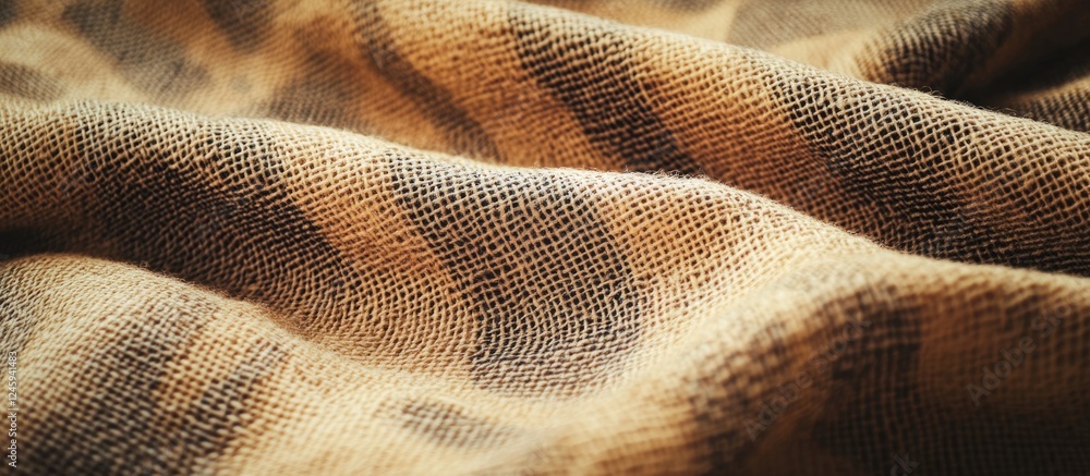 Aufkleber Checkered textile fabric texture in earthy tones with soft folds and natural appearance for design and background use.
