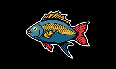 Obraz premium fish, fish logo, vector, sea, illustration, icon, water, nature, seafood, 