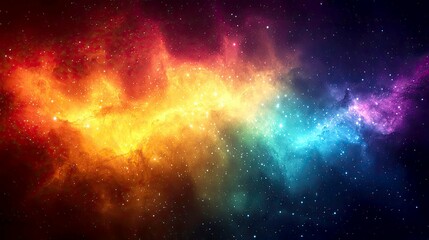 Fototapeta premium Cosmic Canvas: A vibrant nebula explodes with color across the night sky, a breathtaking display of celestial wonders and cosmic energy.