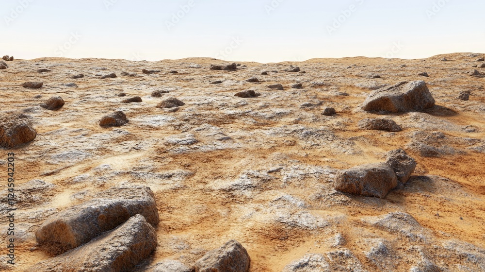 Poster desolate rocky desert landscape with unique textures and empty space for text or graphics suitable f