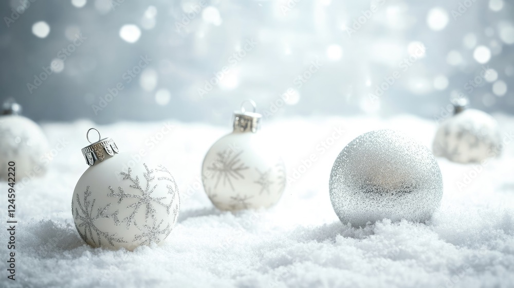 Aufkleber christmas background with ornaments and snowflakes featuring empty space for seasonal text integrati
