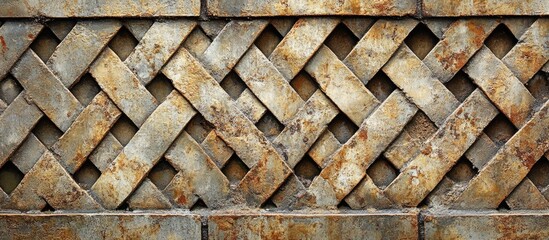 Detailed Textured Cross Hatch Pattern on an Aged Brick Wall with Rustic Finish and Weathered Appearance
