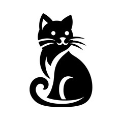 black cat on white background