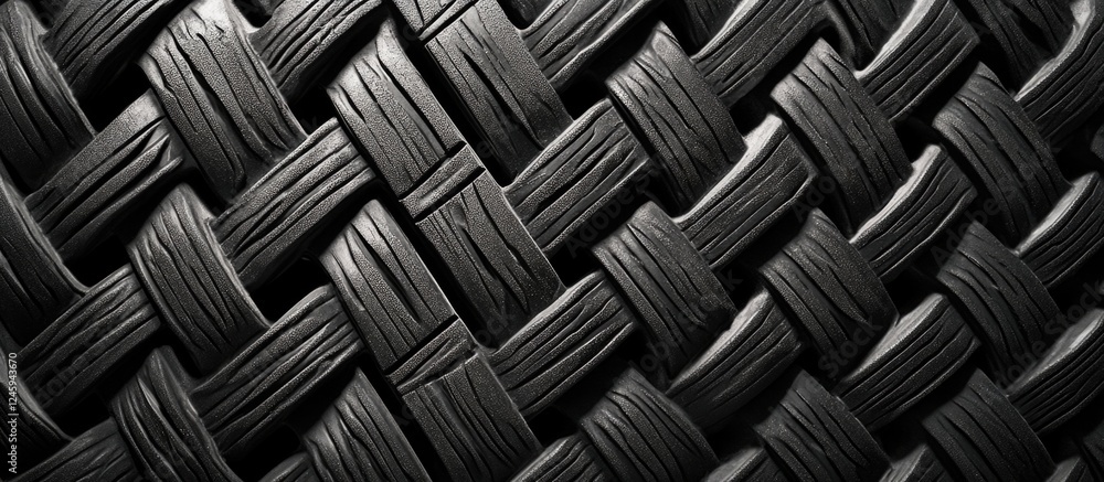 Poster abstract close-up view of automotive rubber tire tread design showcasing intricate patterns and text
