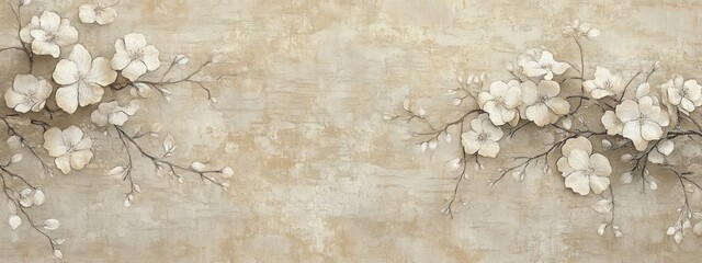 Vintage Floral Wallpaper Design with Soft Pastel Colors and Intricate Botanical Patterns