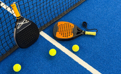 padel tennis racket sport court and balls 