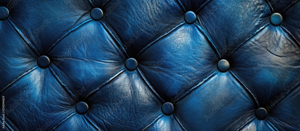 Aufkleber close up of dark blue leather texture with button details creating a rich and luxurious background f