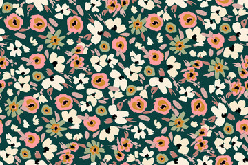 Fototapeta premium Cute seamless pattern with tiny flowers.