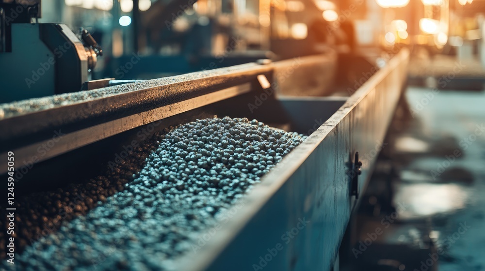 Poster raw materials being loaded into an industrial machine in a factory, representing the start of the ma