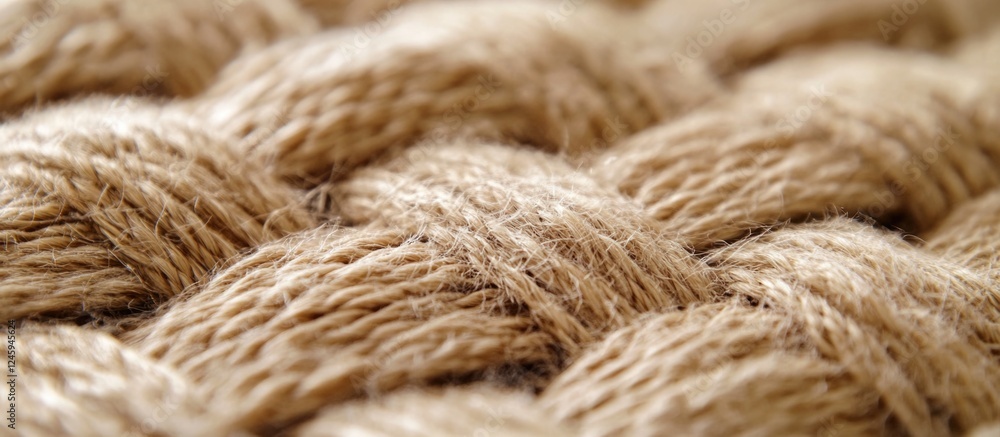 Poster woven burlap texture in natural beige highlighting a rustic coarse pattern ideal for backgrounds and