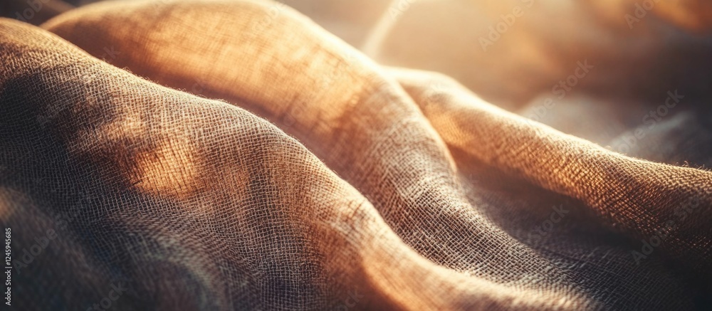 Poster soft textured canvas fabric glowing in warm light, perfect for background or textile design projects