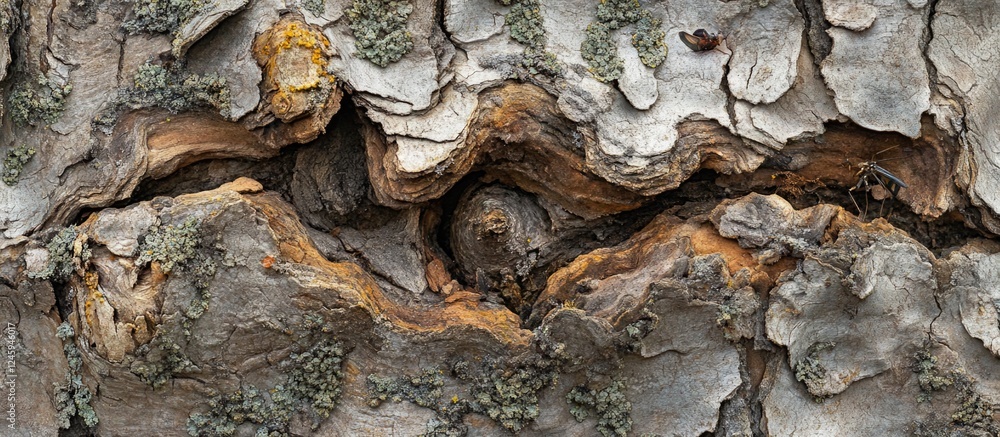 Poster detailed texture of an aged tree trunk showcasing natural patterns and earthy tones ideal for nature