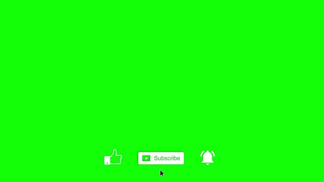 Animation of a like, subscribe and notification for youtube. Youtube subscribe button animation Green Screen Chroma Key. like and subscribe. 4k