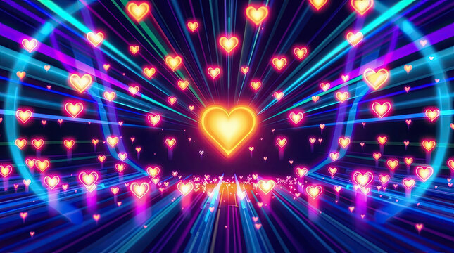 Luminous background with hearts. Creative Valentine's day design.