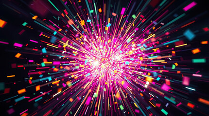 Luminous background with shiny flying glitter particles. Creative festive design.