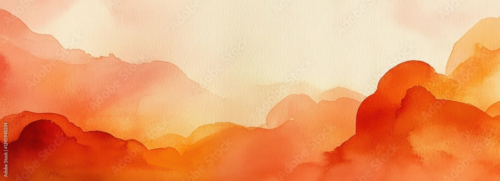 Poster orange watercolor abstract background texture soft fluid shapes warm autumn design