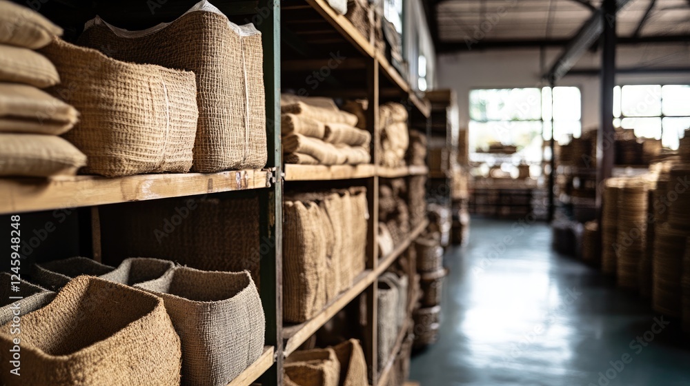 Poster shelves lined with products made by local artisans, highlighting the factory dedication to promoting